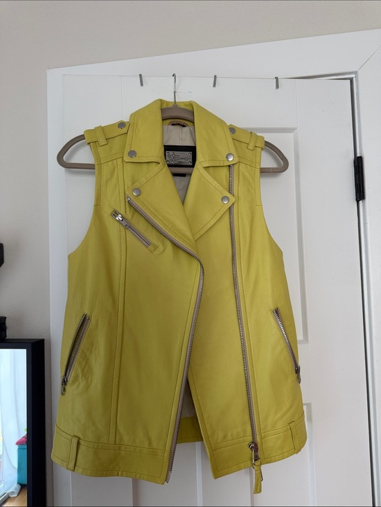 Mackage Jackets & Blazers - Mackage Yellow Leather Sleeveless Moto Vest